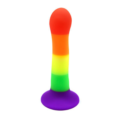 Giocattoli del sesso anale di stimolazione del punto G della spina di estremità del pene del dildo dell'arcobaleno 18*3CM