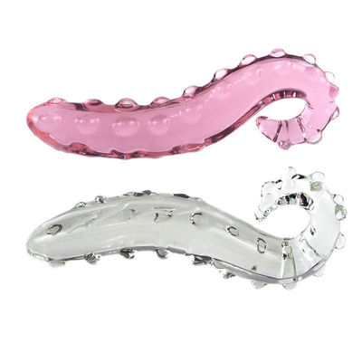 giocattoli lunghi del sesso degli adulti del dildo di vetro dell'ippocampo di rosa di 17.5*3.2cm