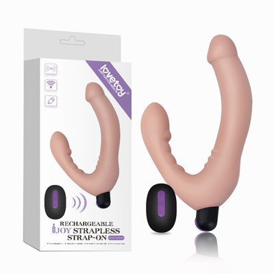 Cinghia reale della pelle sul vibratore del dildo del pene di Dong Wireless Remote Control Lovetoy