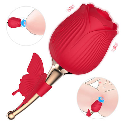 Stimolatore Clitoral Rose Vibrator Sex Toys del pollone di Clit della farfalla del masturbatore