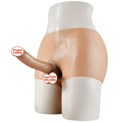 Il silicone Cinghia-su usura realistica del dildo delle mutandine elastiche del dildo ansima il dispositivo della masturbazione per la cinghia lesbica della donna sul pene